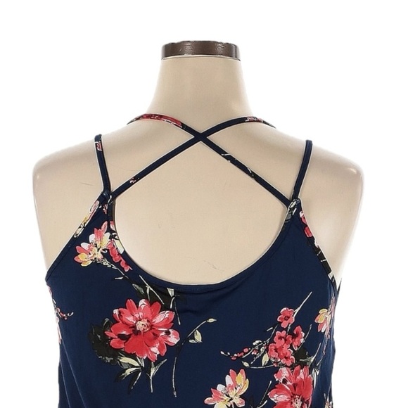 🌺 Papermoon Cami Tank Top Size 3X NWT Blue Dark Floral Print Stretchy Summer - Picture 5 of 10